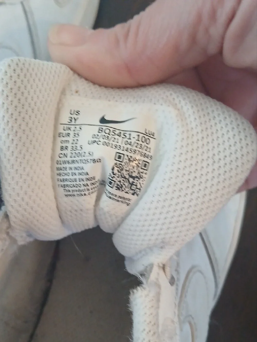 Nike Kids White Velcro Court Sneakers with Swoosh
